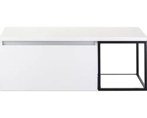Waschbeckenunterschrank Sanox Frozen 43,6x120,2x45 cm mit Waschtischplatte und Metallgestell weiß hochglanz/schwarz