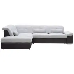Ecksofa in Chenille Schwarz, Alufarben