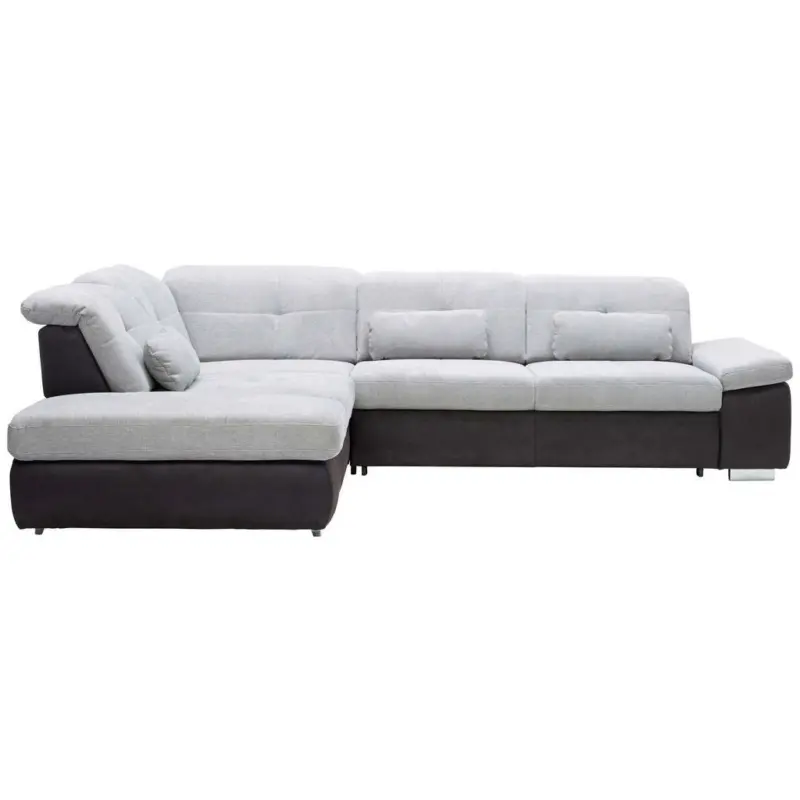 Ecksofa in Chenille Schwarz, Alufarben
