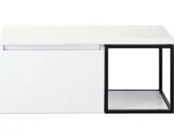 Waschbeckenunterschrank Sanox Frozen 43,6x100,2x45 cm mit Waschtischplatte und Metallgestell weiß hochglanz/schwarz