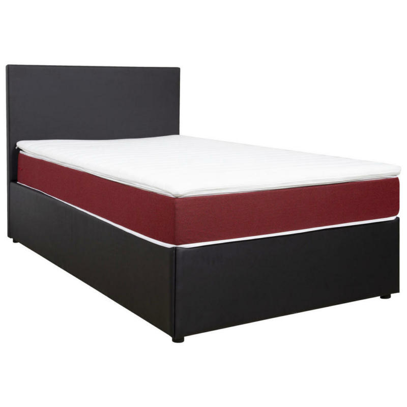 Boxbett 180/200 cm in Rot, Schwarz