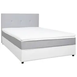 Boxbett 120/200 cm in Weiß, Hellgrau