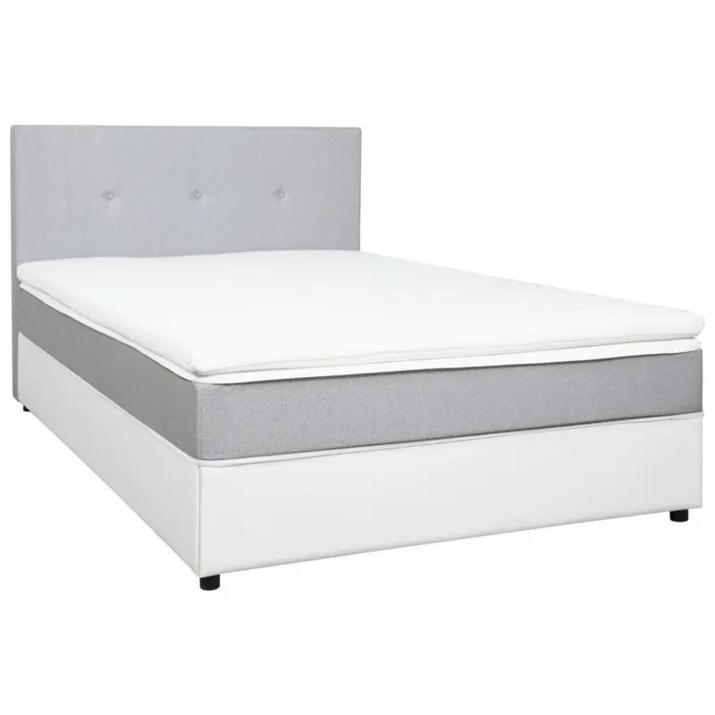 Boxbett 120/200 cm in Weiß, Hellgrau