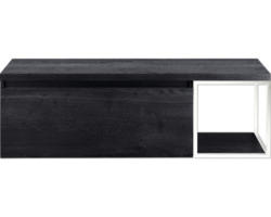 Waschbeckenunterschrank Sanox Frozen 43,6x140,2x45 cm mit Waschtischplatte und Metallgestell black oak/weiß