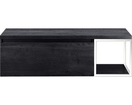 Waschbeckenunterschrank Sanox Frozen 43,6x140,2x45 cm mit Waschtischplatte und Metallgestell black oak/weiß