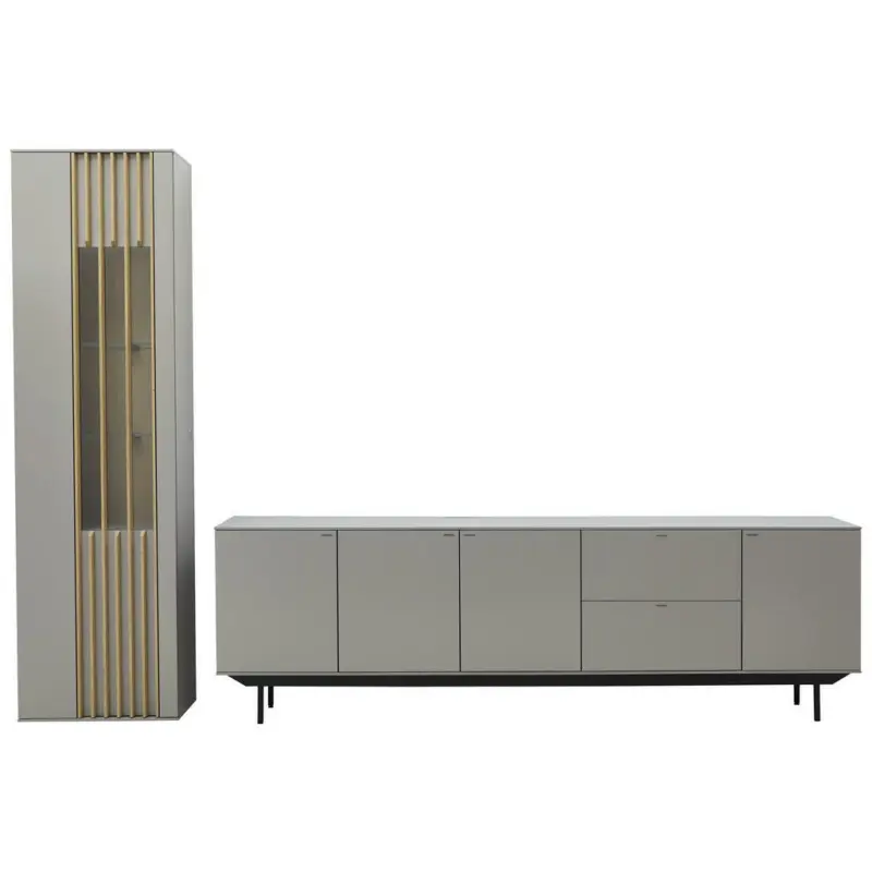 Wohnwand 315/216/47 cm in Grau, Eichefarben