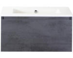 Hornbach Waschbeckenunterschrank Sanox Frozen Keramik 42x81x46 cm mit Keramikwaschbecken beton anthrazit PNU8