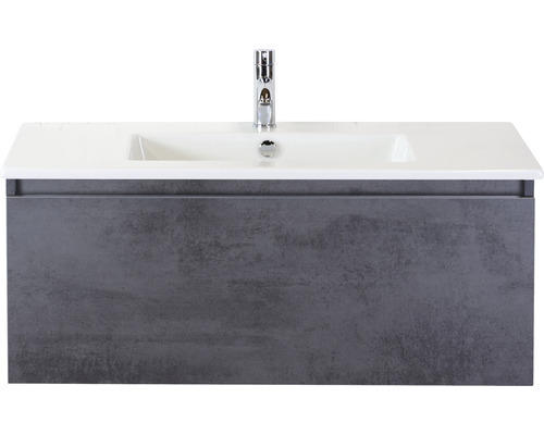 Waschbeckenunterschrank Sanox Frozen Keramik 42x101x46 cm mit Keramikwaschbecken beton anthrazit