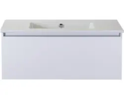 Waschbeckenunterschrank Sanox Frozen Keramik 42x101x46 cm mit Keramikwaschbecken ohne Hahnloch weiß hochglanz