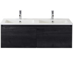 Waschbeckenunterschrank Sanox Frozen Keramik 42x121x46 cm mit Doppel-Keramikwaschbecken black oak