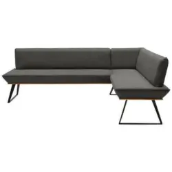 Eckbank 203/163 cm in Schwarz, Eichefarben, Dunkelgrau