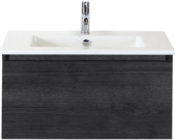 Waschbeckenunterschrank Sanox Frozen Keramik 42x81x46 cm mit Keramikwaschbecken black oak