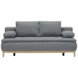 Boxspringsofa in Webstoff Blaugrau