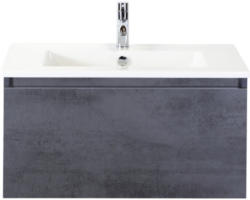 Waschbeckenunterschrank Sanox Frozen Keramik 42x81x46 cm mit Keramikwaschbecken beton anthrazit 2XRP