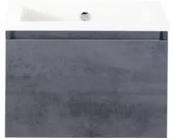 Waschbeckenunterschrank Sanox Frozen Keramik 42x61x46 cm mit Keramikwaschbecken ohne Hahnloch beton anthrazit
