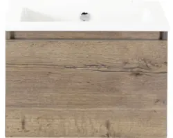 Waschbeckenunterschrank Sanox Frozen Keramik 42x61x46 cm mit Keramikwaschbecken ohne Hahnloch tabacco