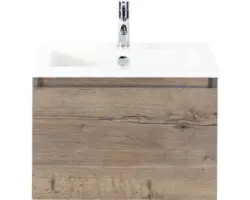 Waschbeckenunterschrank Sanox Frozen Keramik 42x61x46 cm mit Keramikwaschbecken tabacco