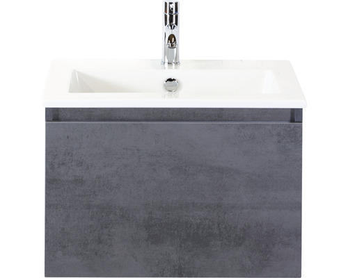 Waschbeckenunterschrank Sanox Frozen Keramik 42x61x46 cm mit Keramikwaschbecken beton anthrazit