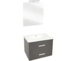 Hornbach Badmöbel-Set Differnz Luka Keramik 170x60x48 cm Keramikwaschbecken eiche grau mit LED-Beleuchtung