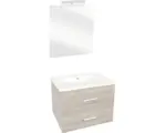 Hornbach Badmöbel-Set Differnz Luka Keramik 170x60x45 cm Keramikwaschbecken eiche hell mit LED-Beleuchtung