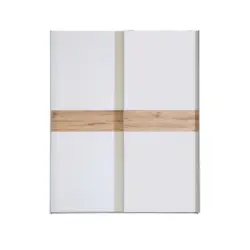 Schwebetürenschrank in Weiß, Eichefarben