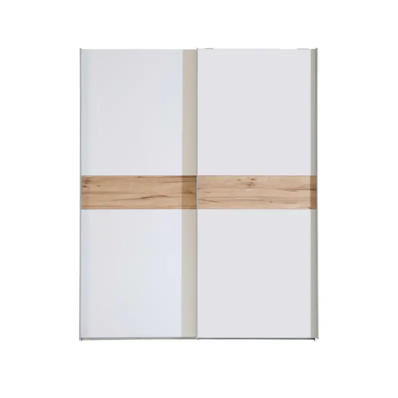 Schwebetürenschrank in Weiß, Eichefarben