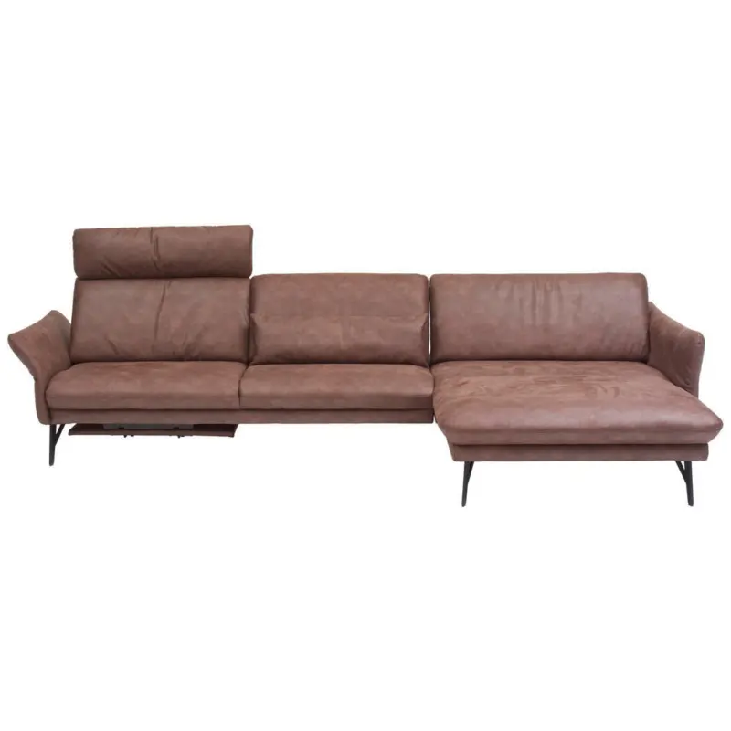 Ecksofa in Lederlook Dunkelbraun