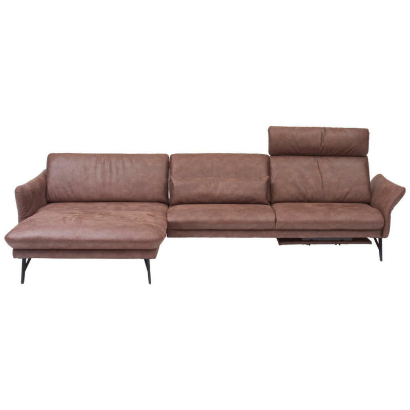 Ecksofa in Lederlook Dunkelbraun