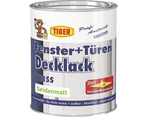 Tiger Fenster+Türen Decklack seidenmatt RAL 9016 verkehrsweiß 750 ml