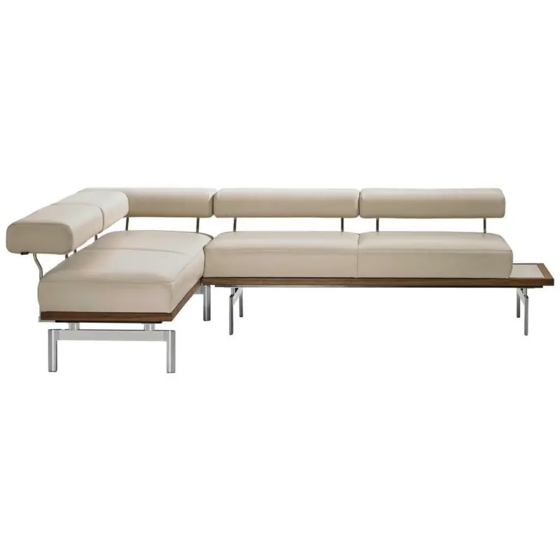 Eckbank 190/266 cm in Creme, Nussbaumfarben, Alufarben, Hellbraun