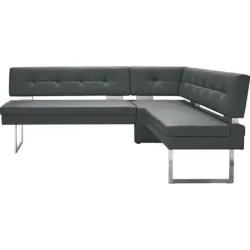 Eckbank 200/158 cm in Grau, Edelstahlfarben