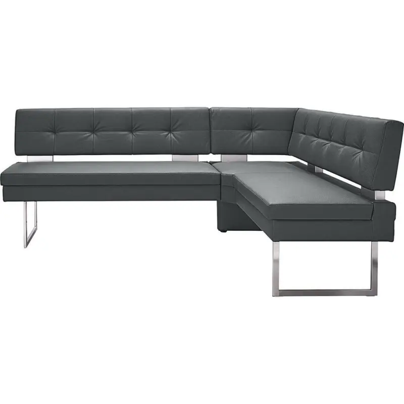 Eckbank 200/158 cm in Grau, Edelstahlfarben