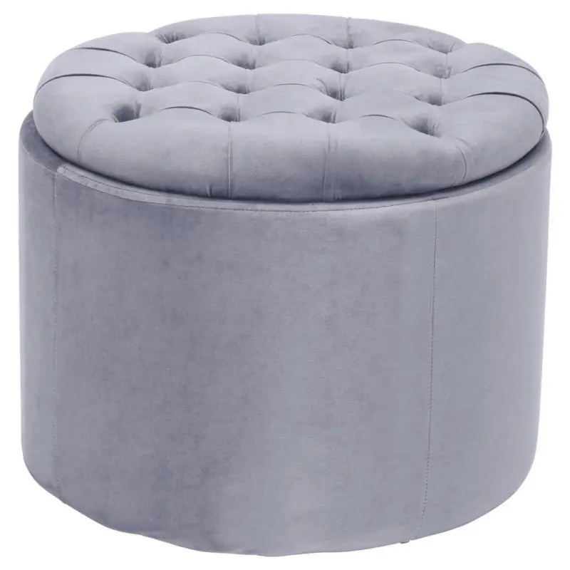 Hocker in Holz, Textil Grau