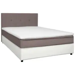 Boxbett 120/200 cm in Weiß, Hellbraun