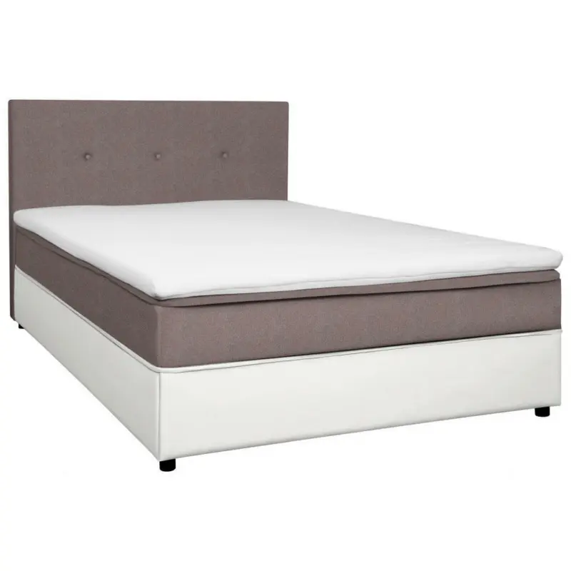 Boxbett 120/200 cm in Weiß, Hellbraun