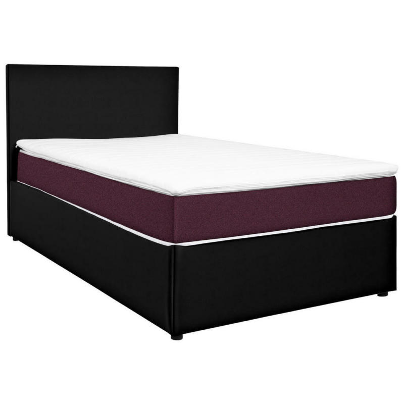 Boxbett 120/200 cm in Schwarz, Brombeere