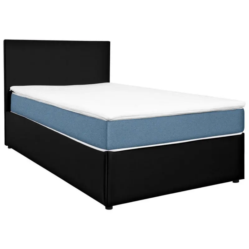 Boxbett 120/200 cm in Schwarz, Hellblau