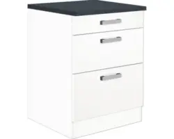 Unterschrank Optifit Salo weiß 60x84,80x60 cm mit 3 Laden und Griff