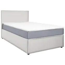 Boxbett 140/200 cm in Weiß, Hellgrau