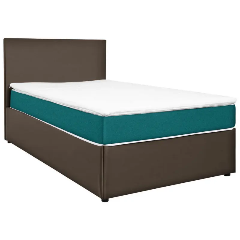Boxbett 120/200 cm in Grau, Türkis
