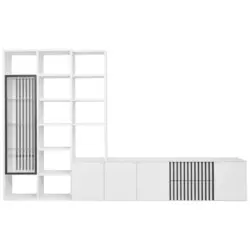 Wohnwand 339/215/47 cm in Weiß, Mooreichefarben