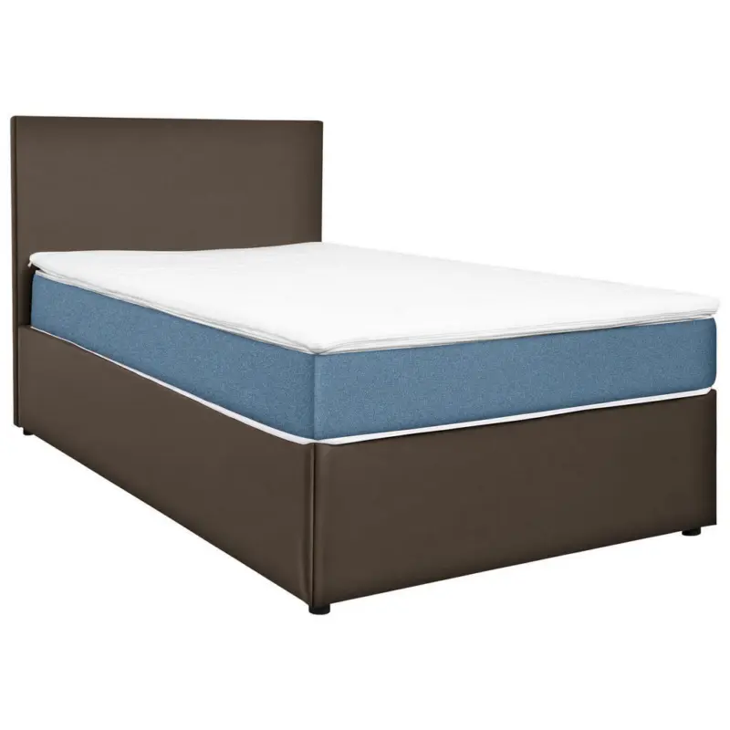 Boxbett 120/200 cm in Grau, Hellblau