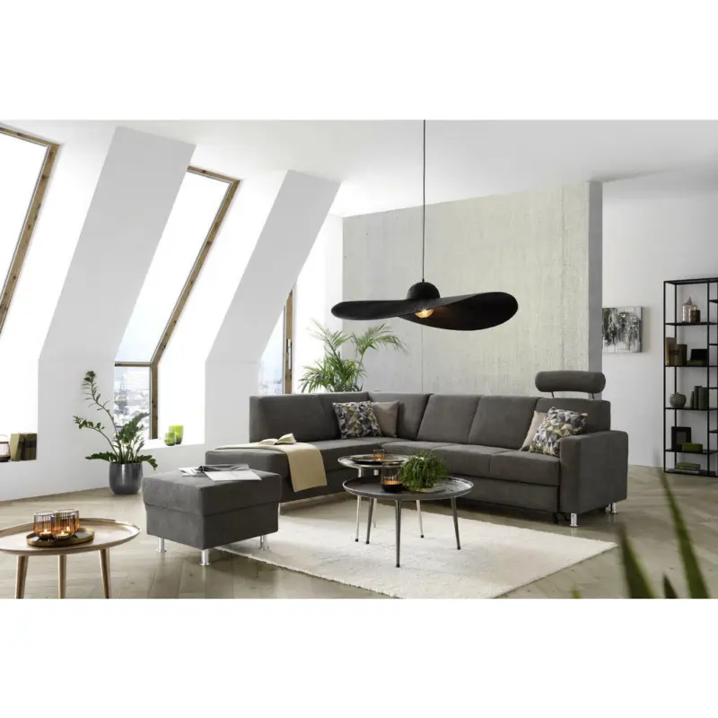 Ecksofa in Flachgewebe Grau