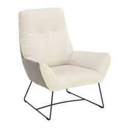 Sessel in Flachgewebe Creme, Naturfarben, Schwarz