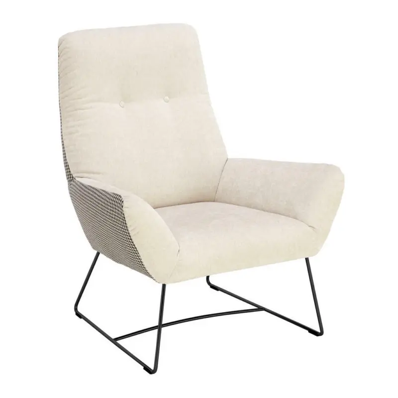 Sessel in Flachgewebe Creme, Naturfarben, Schwarz