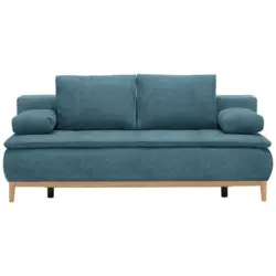Boxspringsofa in Webstoff Blau
