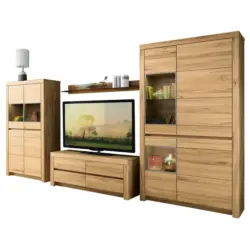 Wohnwand 376,9/200,8/51,7/42,1 cm in Buchefarben