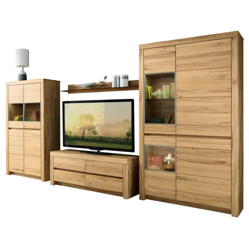 Wohnwand 376,9/200,8/51,7/42,1 cm in Buchefarben