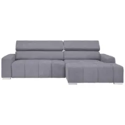 Ecksofa in Webstoff Hellgrau