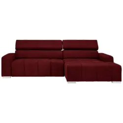 Ecksofa in Webstoff Dunkelrot